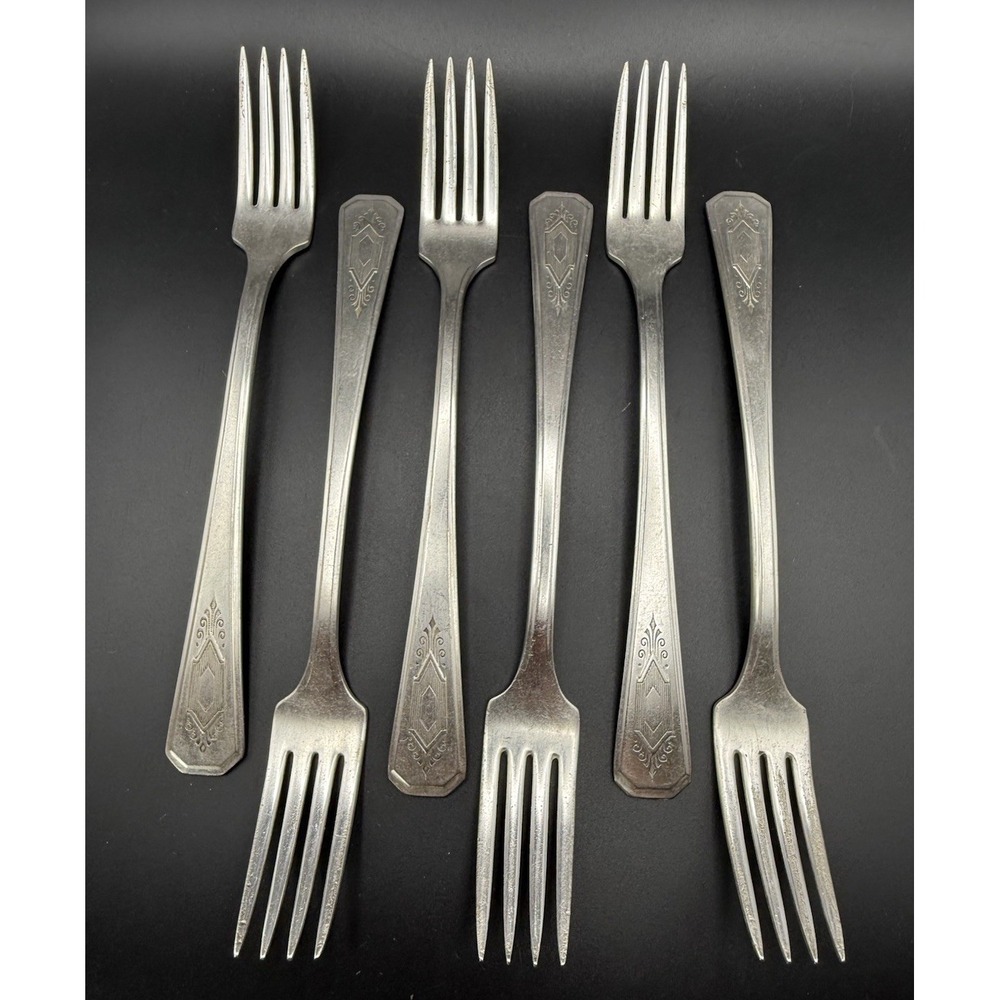 VTG Oneida WM. A. Rogers Croydon Mary Lee Silverplate Dinner Fork 1932 Set Of 6